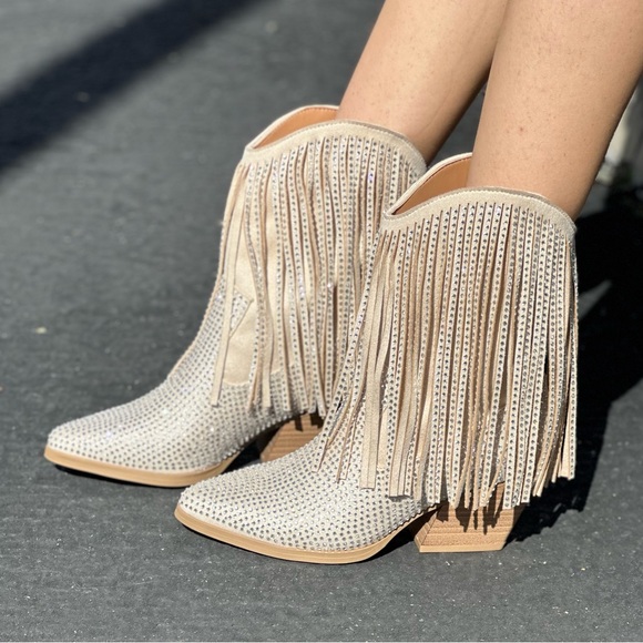 Bling fringe cowboy boot - Picture 1 of 7